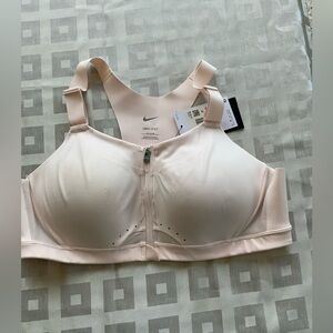 NWT Nike Dri-Fit Women's Light Pink Zip-Front Sports Bra